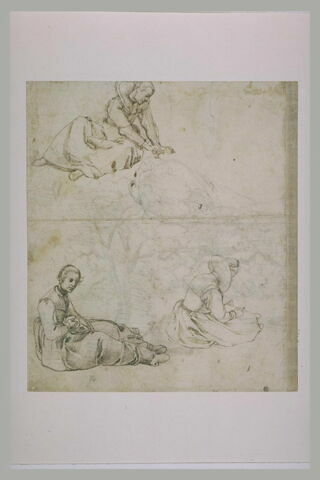 Trois études de jeunes femmes assises à terre, image 1/1