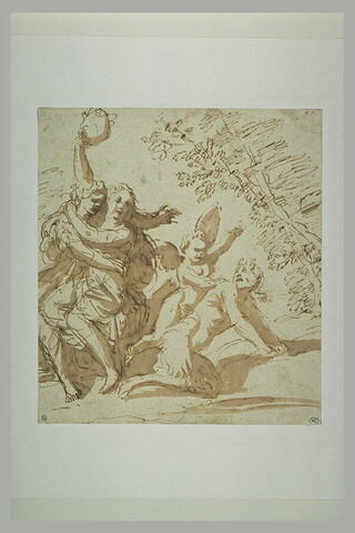 Deux femmes enlaçées, et l'Amour mettant un satyre à terre, image 2/2