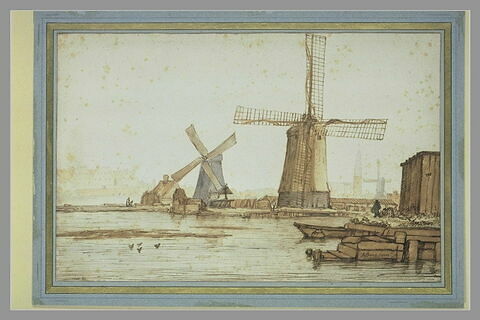 Vue d'Amsterdam avec des moulins à vent