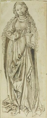 Sainte Madeleine soulevant de la main droite le couvercle du vase