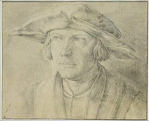 Portrait d'homme, de face, portant un chapeau à larges bords, image 2/2