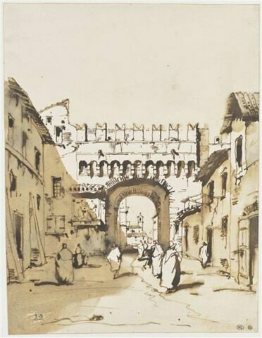 Vue d'une porte crénelée à Venise ou Vérone (?), image 1/2