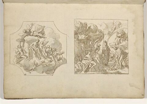 Deux 'compositions encadrées' : Vénus sur son char ; Le Jugement de Pâris