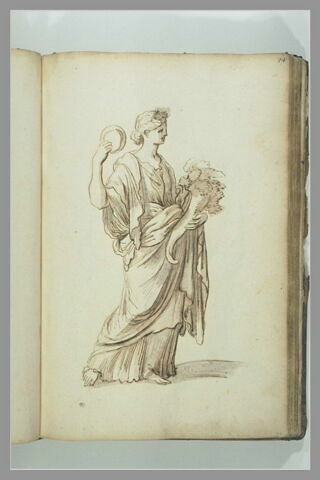 Femme debout, de trois quarts à droite, tenant une corne d'abondance et..., image 2/2