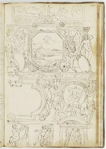 Etudes de motifs décoratifs avec un tableau de paysage, image 1/2