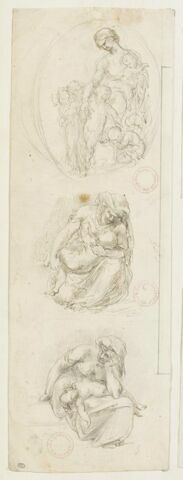 Femme entourée d'enfant ; femme et un enfant ; femme et un enfant endormi, image 1/2