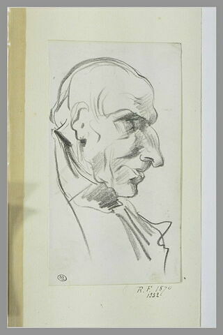 Caricature : profil d'homme au nez busqué, image 1/1