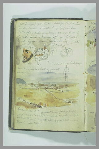 Croquis d'arabes, paysage et notes manuscrites, image 3/4