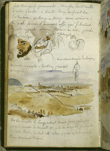 Croquis d'arabes, paysage et notes manuscrites, image 4/4