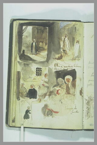 Rues et boutiques avec personnages, notes manuscrites, image 2/3