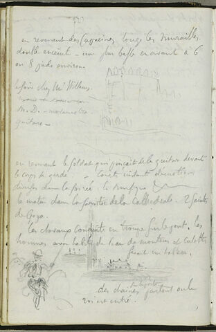 Croquis d'une tour crénelée, paysage avec la Giralda et notes manuscrites, image 3/3