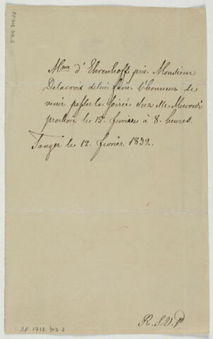 Lettre d'invitation adressée à Delacroix