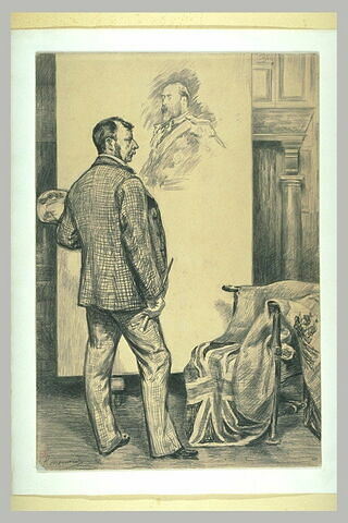 Franck Stall devant un tableau représentant Edouard VII, image 2/2