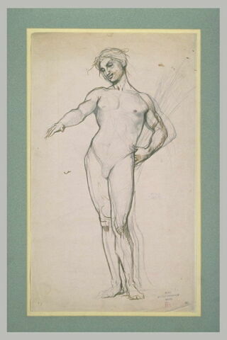 Homme nu, le bras droite étendu en avant, image 1/1