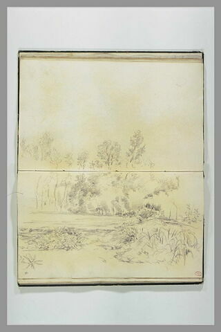 Paysage avec une étendue d'eau bordée d'arbres, près de Falaise, image 2/4