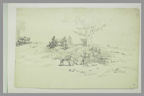 Paysage avec des orientaux et leurs animaux près d'une fontaine, image 2/2