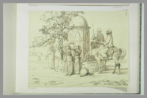 Femmes et cavaliers autour d'une fontaine, image 2/2
