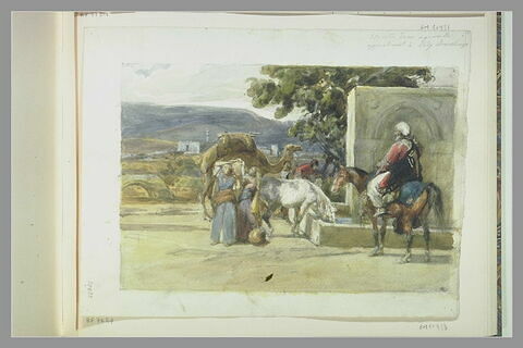 Cavalier, dromadaire et figures près d'une fontaine, image 2/2