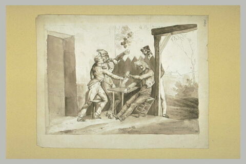 Soldats ivres autour d'une table de cabaret champêtre, image 1/1