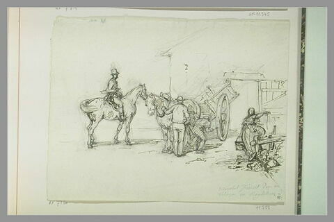 Figures et chevaux chez un maréchal-ferrant en Angleterre, image 1/1