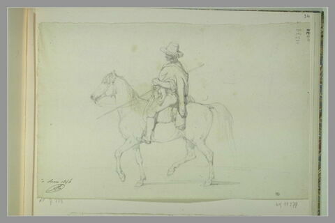 Gardien de buffles de la campagne romaine, sur un cheval?, image 1/1