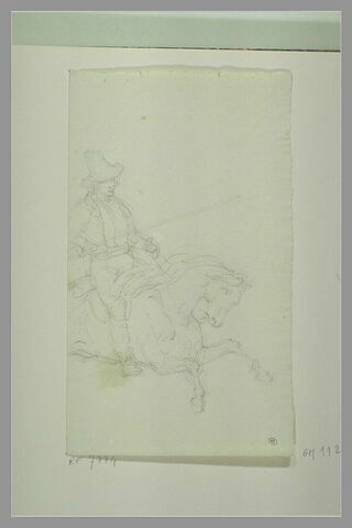 Gardien de buffles sur un cheval lancé au galop, image 1/1