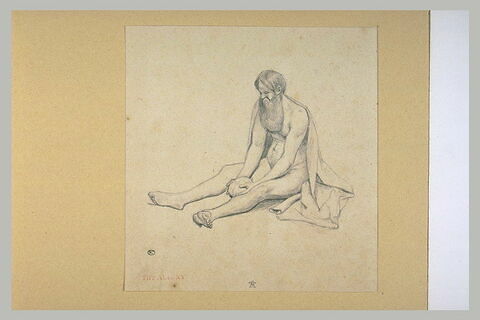 Vieil homme barbu, nu, assis sur le sol : saint Jérôme, image 1/1