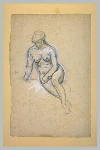 Femme nue, assise, le corps égèrement tourné vers la gauche, image 1/1