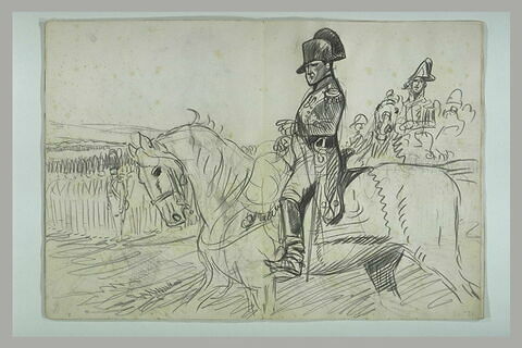 L'empereur Napoléon Ier à cheval passant ses troupes en revue, image 2/2