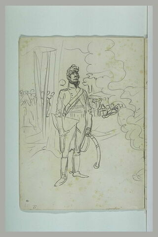 Bivouac impérial : un soldat au garde à vous attend les ordres de l'empereur, image 1/2