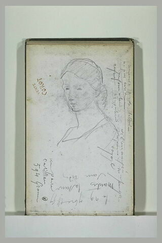 Femme, vue en buste ; notes manuscrites, image 1/1