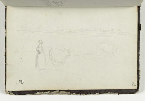 Paysage avec une bergère gardant un troupeau de vaches, image 1/1
