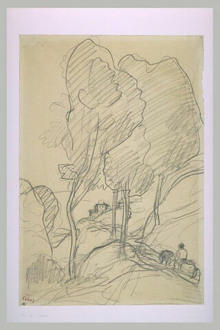 Paysage avec un cavalier près de grands arbres, image 2/2