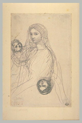 Vierge à l'Enfant ; tête de femme, image 1/1
