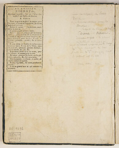 Note manuscrite : 'Livre de croquis de Louis David...', image 1/4