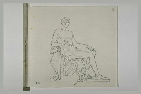 Jeune homme nu, assis sur un bélier, image 2/2