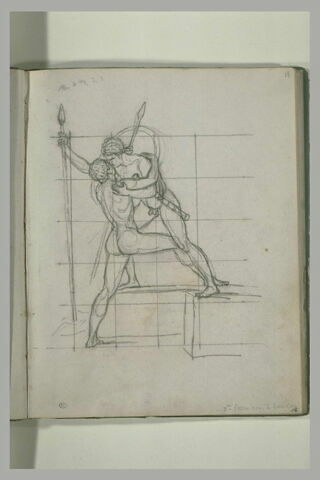 Etude pour 'Léonidas aux Thermopyles', et annotation manuscrite, image 2/2