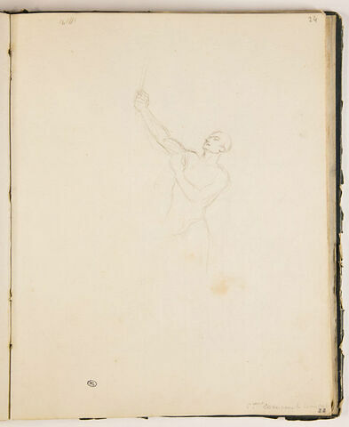 Homme nu, étude pour 'Léonidas aux Thermopyles', et annotation manuscrite