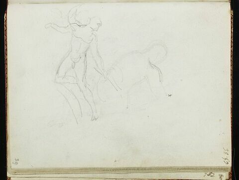 Esquisse d'un homme nu, de face, et torse d'homme nu de dos, image 1/1