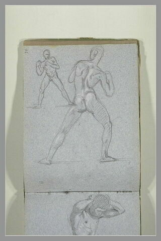 Deux études d'homme nu en position de combat, les poings serrés, image 1/1