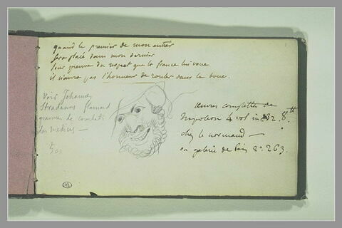 Tête d'homme barbu, et notes manuscrites, image 1/1