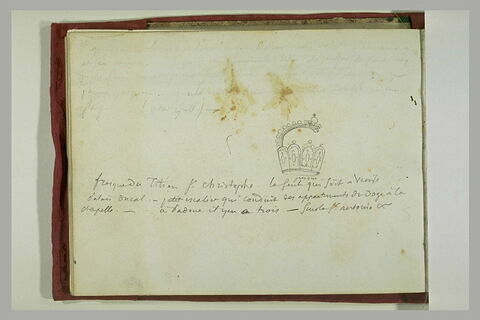 Croquis d'une couronne, et diverses annotations manuscrites, image 2/2