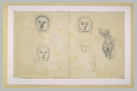 Quatre études de têtes et deux figures pour la Vierge du Sacré-Coeur, image 2/2