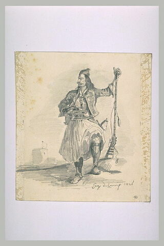 Figure de soldat grec, debout, tenant un fusil, image 2/2