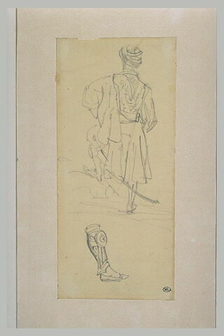 Homme de dos, en costume de palikare ; étude d'un pied, image 2/2