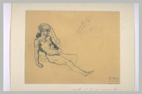 Femme se penchant sur un homme allongé ; homme nu allongé, image 2/2