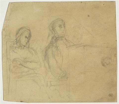 Dessin préparatoire pour le double portrait de Frédéric Chopin et George Sand