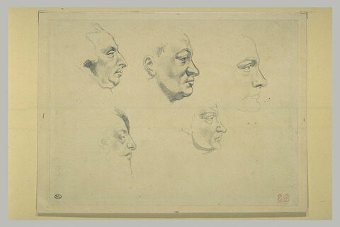 Cinq études de têtes d'hommes, de profil à droite, image 1/1