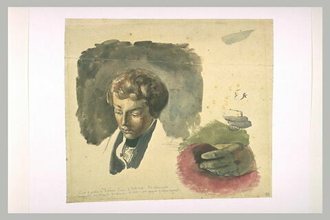 Portrait de Horace Raisson, et main tenant une étoffe