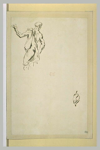 Homme à demi nu, de dos, une draperie sur l'épaule gauche, image 1/1